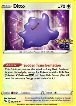 Ditto 053/078 Holo Rare Pokemon GO Pokemon Near Mint - Image 1