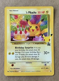 Celebrations Birthday Pikachu 24/53 Black Star Promo Pokemon A - Image 1