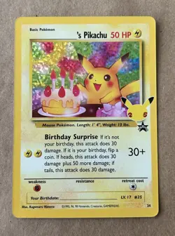 Celebrations Birthday Pikachu 24/53 Black Star Promo Pokemon E - Image 1