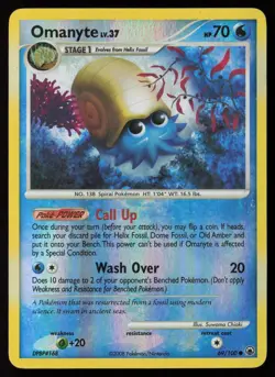 Omanyte 69/100 Common Majestic Dawn Pokemon Reverse Holo Damaged - Image 1