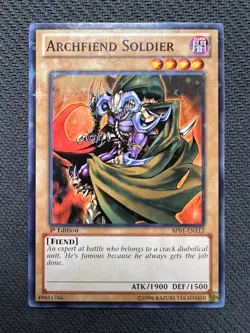 Yugioh Archfiend Soldier 1st Edition Starfoil Rare BP01-EN112 LP/NM - Image 1