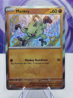 Pokemon Mankey 169/091 Paldean Fates Shiny Rare NM - Image 1