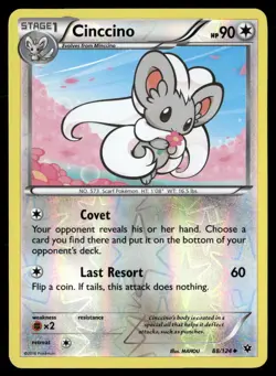 Cinccino 88/124 Uncommon Fates Collide Pokemon Reverse Holo NM/M - Image 1