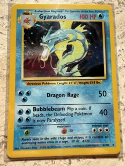 Gyarados 6/102 Holo Rare Base Set Unlimited Pokemon LP+ Vintage Pokemon TCG WOTC - Image 1