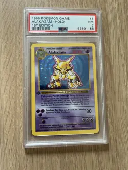 1999 Pokemon 1st Edition Base Set Shadowless Alakazam PSA 7 Holo - Image 2