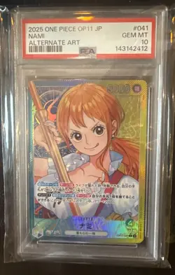 PSA 10 Nami L OP11-041 Japanese Parallel A Fist of Divine Speed ONE PIECE Card - Image 1