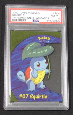 2000 Topps Pokemon T.V. ANIMATION SQUIRTLE CLEAR CARDS PC4 PSA 8 NM-MT - Image 1