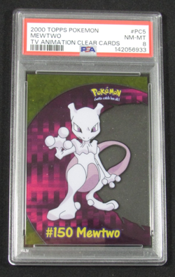 2000 Topps Pokemon T.V. ANIMATION MEWTWO CLEAR CARDS PC5 PSA 8 NM-MT - Image 1