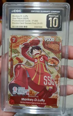 One Piece Monkey.D.Luffy Bandai Card Games Fest 24-25 CGC Pristine 10 P-080 - Image 1