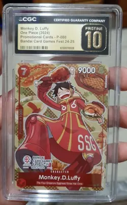 One Piece Monkey.D.Luffy Bandai Card Games Fest 24-25 CGC Pristine 10 P-080 - Image 2