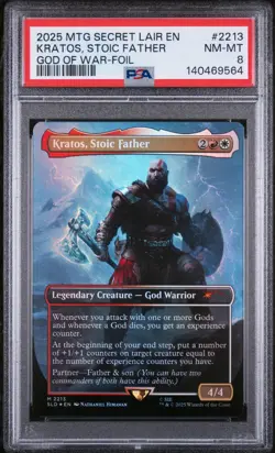 Kratos, Stoic Father God Of War-Foil Magic The Gathering Secret Lair 2213 PSA 8 - Image 1