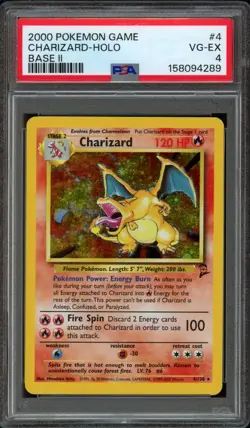 2000 Pokemon Base 2 Charizard 4/130 Holo PSA 4 VG-EX Brand New Grade - Image 1