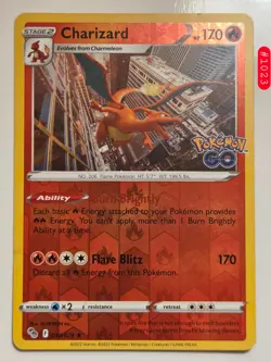 CHARIZARD 010/078 HOLO RARE POKEMON GO POKEMON REVERSE HOLO MP - Image 1