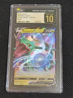 CGC Pristine 10, Rayquaza V #100/158, Graded Pokemon Card - Image 1