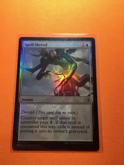 MTG Magic The Gathering Spell Shrivel LP Foil BFZ Blue Counter Eldrazi - Image 1