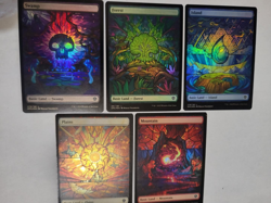 MTG DOMINARIA UNITED STAINED GLASS LAND ALL FOIL 5 SET ART EX-MINT FREE SHIP!! - Image 1