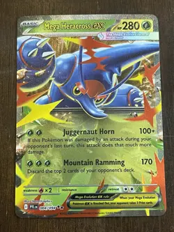 MEGA HERACROSS EX 004/094 PHANTASMAL FLAMES POKEMON (DOUBLE RARE, NM)! - Image 1