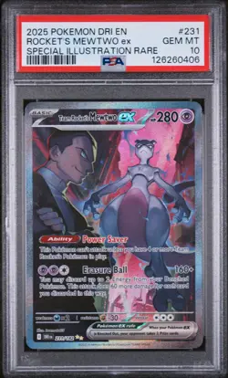 2025 POKEMON DRI EN-DESTINED RIVALS #231 TEAM ROCKET'S MEWTWO EX PSA 10 - Image 1