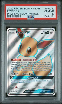 2020 POKEMON SM BLACK STAR PROMO TAG TEAM POWERS COLLECTION EEVEE GX PSA 10 - Image 1