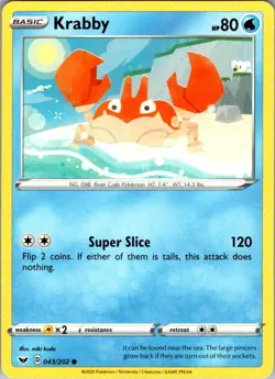 Krabby Sword & Shield 043/202 Common Pokemon Near Mint - Image 1