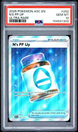 2026 Pokemon Ascended Heroes N'S PP UP 262/217 Ultra Rare PSA 10 - Image 1