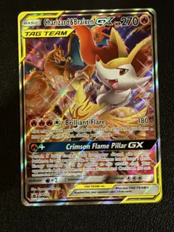 Pokemon TCG Charizard & Braixen GX Tag Team Black Star Promo SM230 Holo Rare - Image 1