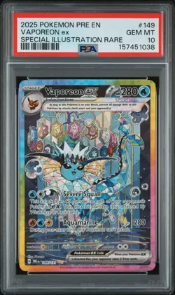 2025 POKEMON PRE EN-PRISMATIC EVOLUTIONS #149 VAPOREON EX PSA 10 - Image 1