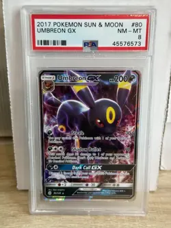 PSA 8 2017 Pokemon Sun & Moon Umbreon GX #80 - Image 1