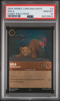 Disney Lorcana Nala Mischievous Cub Cold Foil Promo 3/P2 PSA 10 - Image 1