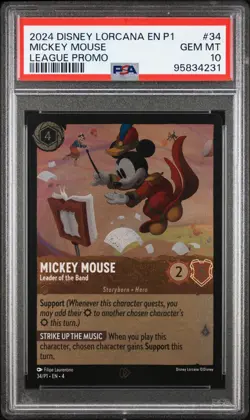 2024 Disney Lorcana | Mickey Mouse Leader of the Band | League Promo | PSA 10 - Image 1