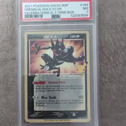 Pokemon Card Greninja Gold Star SWSH144 Celebrations PSA 7 NM With holoSwirl - Image 1