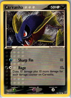 Carvanha 56/107 Non Holo Deoxys - Pokemon Card - NM - Image 1