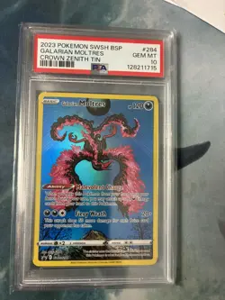 Pokemon Galarian Moltres Crown Zenith Tins Black Star Promo SWSH284 PSA 10 - Image 1