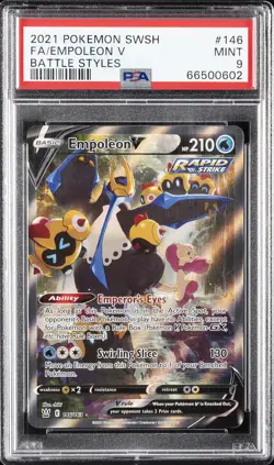 2021 POKEMON SWORD & SHIELD BATTLE STYLES #146 FULL ART/EMPOLEON V PSA 9 - Image 1