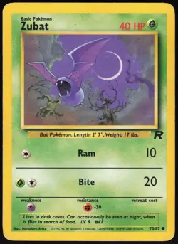 Zubat 70/82 Common Team Rocket Pokemon Unlimited Heavily Played - Image 1