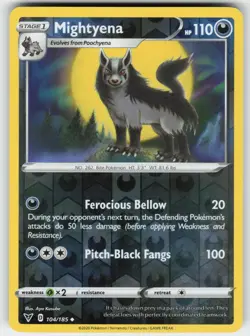 Mightyena 104/185 Uncommon Vivid Voltage Pokemon Reverse Holo Lightly Played - Image 1