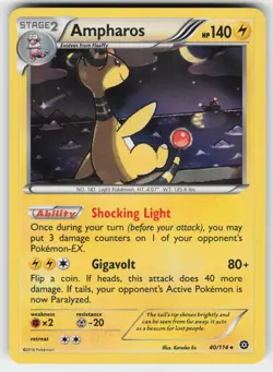 Ampharos 40/114 Holo Rare Steam Siege Pokemon Moderately Played - Image 1