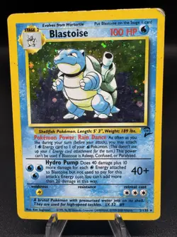 Pokemon TCG Blastoise 2/130 Base Set 2 Holo Rare - HP/Damaged - Image 1