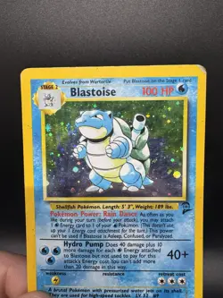 Pokemon TCG Blastoise 2/130 Base Set 2 Holo Rare - HP/Damaged - Image 3