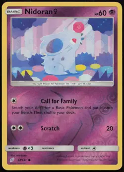 Nidoran F 54/181 MP Team Up Common Reverse Holo Pokemon - Image 1