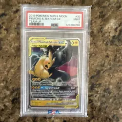 2019 Pokemon Sun & Moon Pikachu & Zekrom GX #33 Tag Team Team Up PSA 9 - Image 1