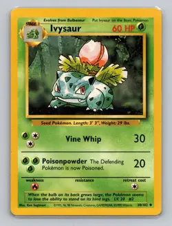 Ivysaur 30/102 Uncommon Pokemon TCG WOTC Unlimited Base Set Light Play LP - Image 1