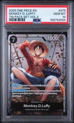 GRADED 2026 ONE PIECE PROMOS #075 MONKEY D. LUFFY TIN PACK SET VOL.2 PSA 10 - Image 1