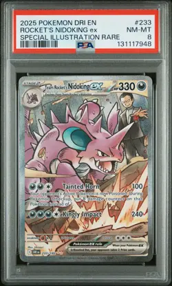 2025 POKEMON DRI SPECIAL ILLUSTRATION RARE #233 TEAM ROCKET'S NIDOKING EX PSA 8 - Image 1