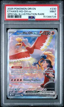 2025 POKEMON DRI EN-DESTINED RIVALS #230 ETHAN'S HO-OH EX PSA 9 - Image 1