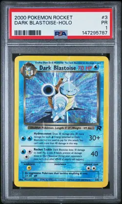 Pokemon Dark Blastoise Holo Rare Team Rocket 2000 3/82 PSA 1 - Image 1