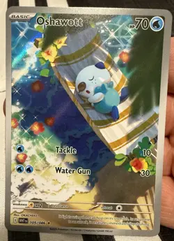 Oshawott Illustration Rare Water Holo SV White Flare #105/086 Pokemon TCG - Image 1
