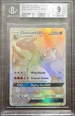 Pokemon Charizard GX Secret Rare Burning Shadows 150/147 Graded 9 Mint BGS - Image 1