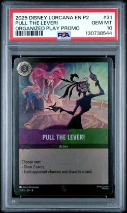 Disney Lorcana Pull The Lever! Promo PSA 10 #31 POP 15 Prerelease Promo Gem Mint - Image 1
