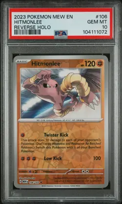 2023 POKEMON MEW EN-151 REVERSE HOLO #106 HITMONLEE PSA 10 - Image 1